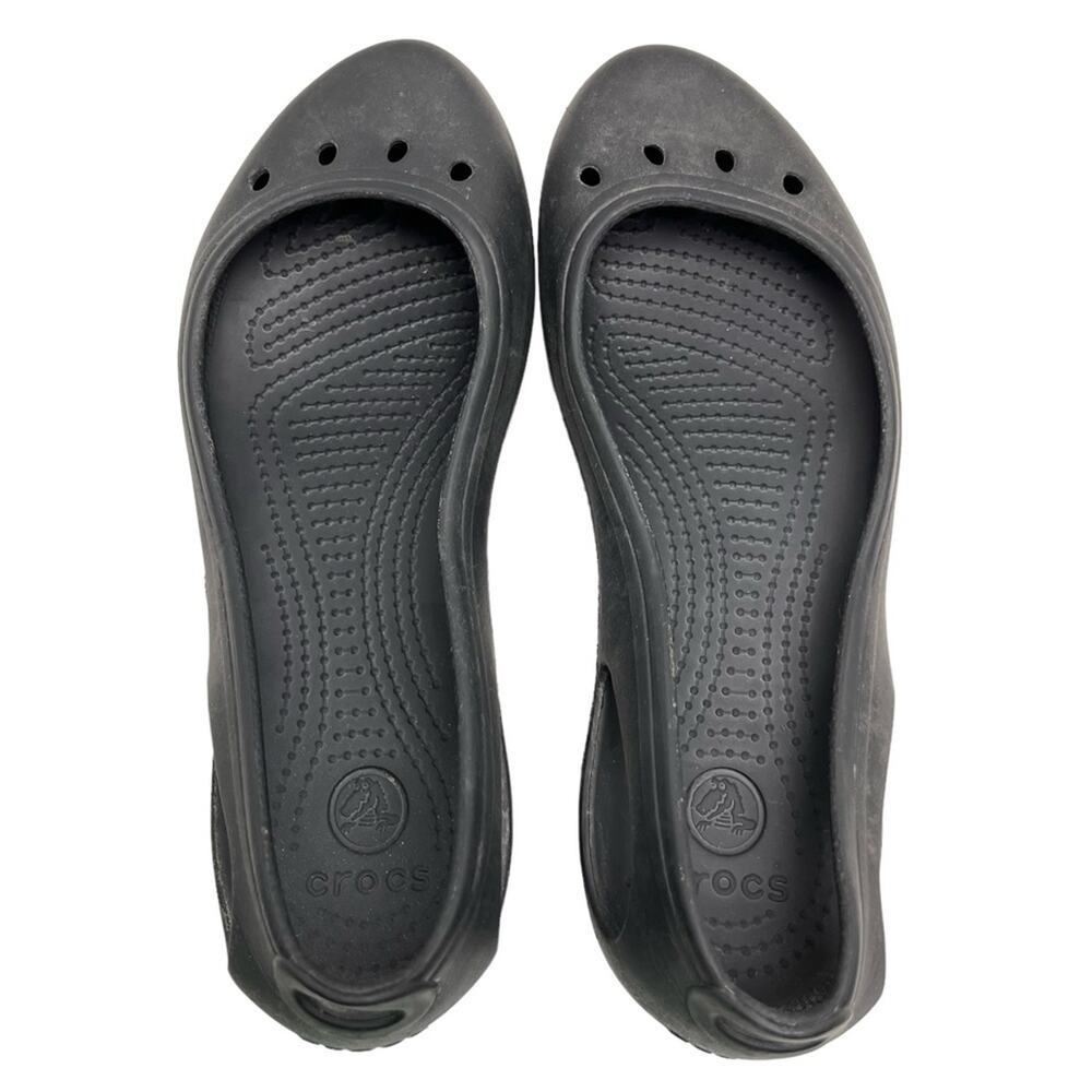 CROCS Black Slip On Round Toe Rubber Waterproof Flats Loafers Casual Shoes sz 8
